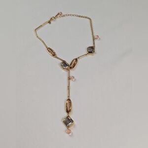 Authentic Swarovski Gold Plated Amber Topaz Austrian Crystal Necklace